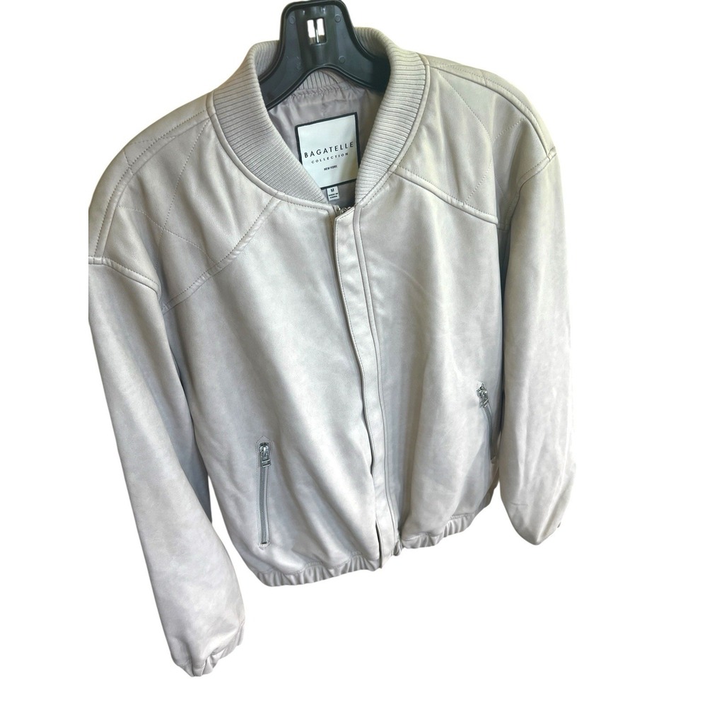 Bagatelle Soft Faux Leather Bomber‎ Jacket Women Medium Beige 80's Nice!